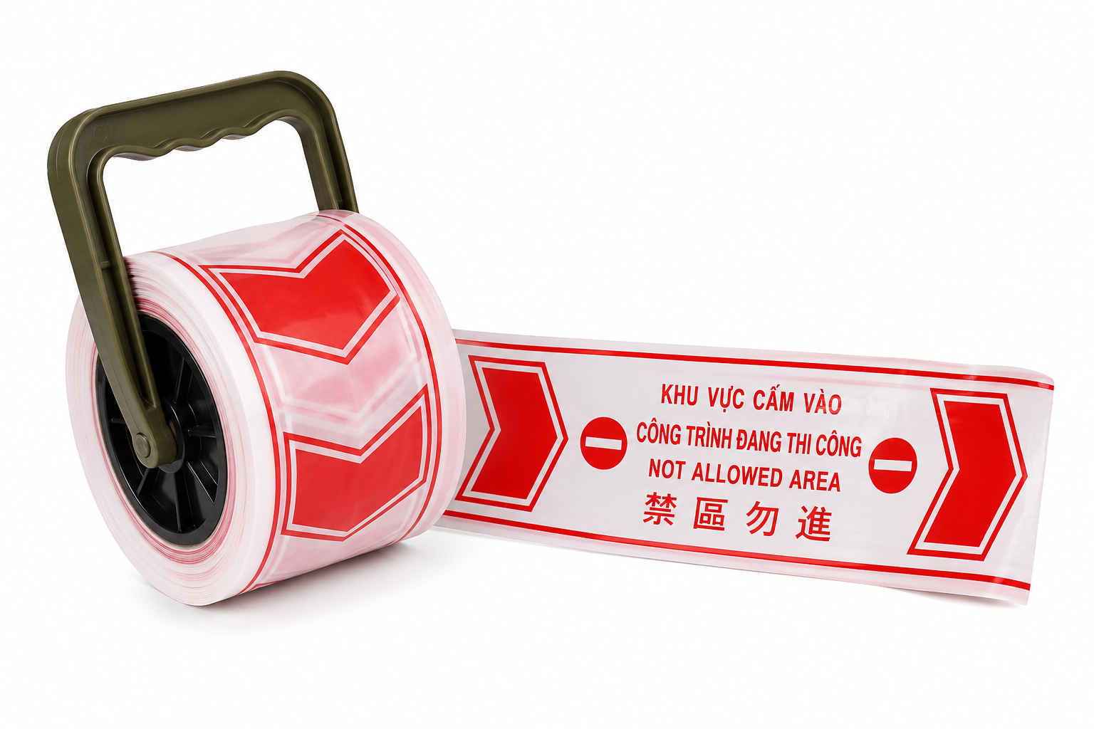 Cuộn Rào Công Trình Có Tay Cầm Trắng Đỏ