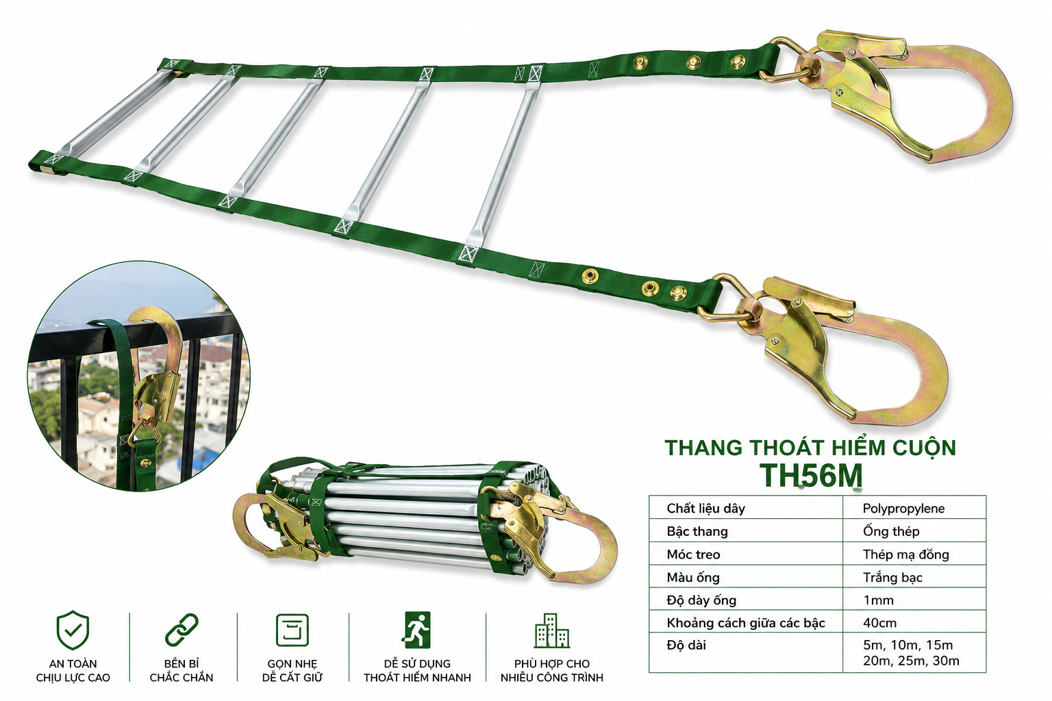 Thang thoát hiểm cuộn ống trắng TH56M